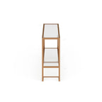 Gold Matte Iron Console Table with Tempered Glass Top & Mirrored Shelf