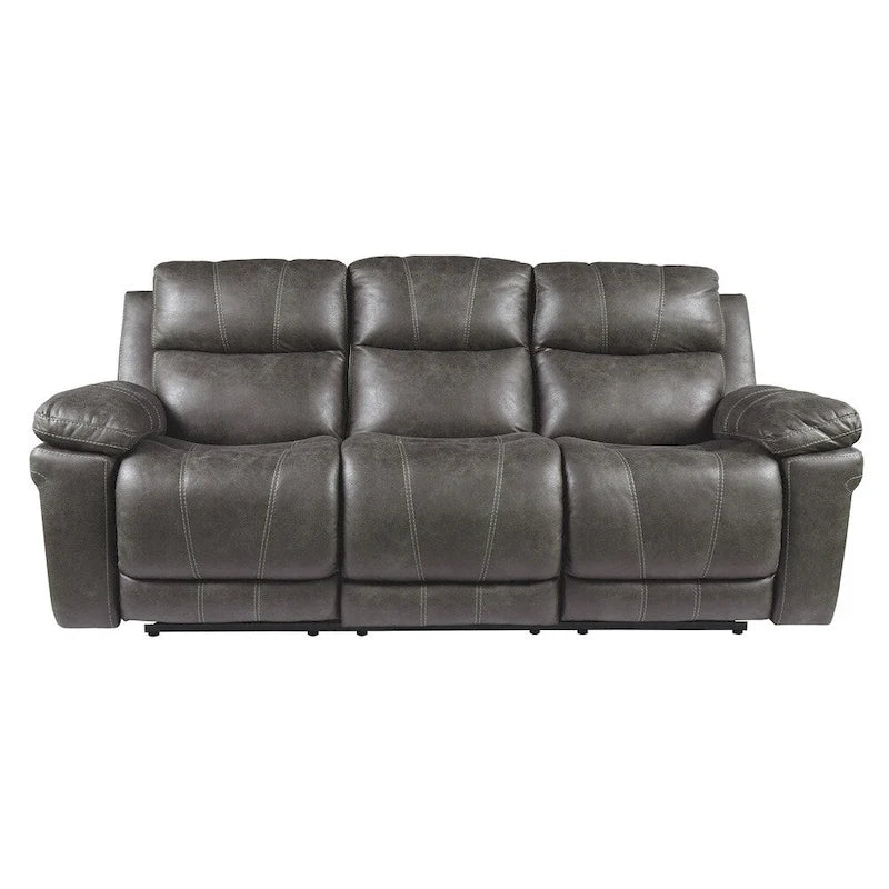 Midnight Faux Leather Power Reclining Sofa with Adjustable Headrest – 3 Person