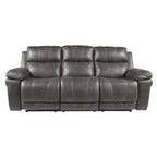 Midnight Faux Leather Power Reclining Sofa with Adjustable Headrest – 3 Person