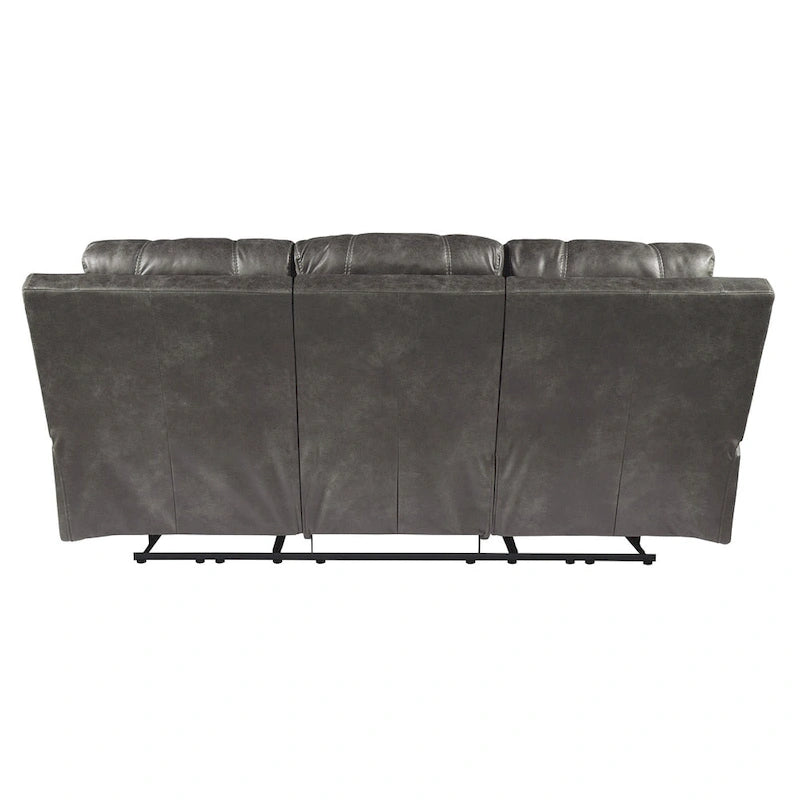 Midnight Faux Leather Power Reclining Sofa with Adjustable Headrest – 3 Person