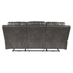 Midnight Faux Leather Power Reclining Sofa with Adjustable Headrest – 3 Person