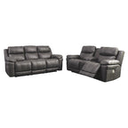 Midnight Faux Leather Power Reclining Sofa with Adjustable Headrest – 3 Person