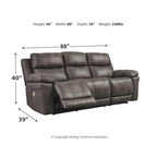 Midnight Faux Leather Power Reclining Sofa with Adjustable Headrest – 3 Person