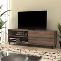 Walnut / Black Mid-Century TV Stand with Adjustable Shelf & 2 Storage Drawers – Fits up to 60 in. TV