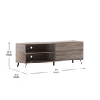 Walnut / Black Mid-Century TV Stand with Adjustable Shelf & 2 Storage Drawers – Fits up to 60 in. TV
