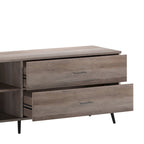 Walnut / Black Mid-Century TV Stand with Adjustable Shelf & 2 Storage Drawers – Fits up to 60 in. TV