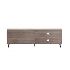 Walnut / Black Mid-Century TV Stand with Adjustable Shelf & 2 Storage Drawers – Fits up to 60 in. TV
