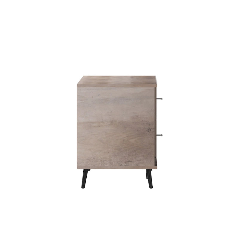Walnut / Black Mid-Century TV Stand with Adjustable Shelf & 2 Storage Drawers – Fits up to 60 in. TV