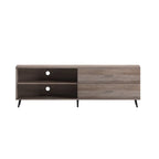 Walnut / Black Mid-Century TV Stand with Adjustable Shelf & 2 Storage Drawers – Fits up to 60 in. TV
