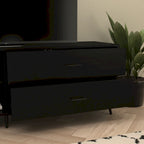 Walnut / Black Mid-Century TV Stand with Adjustable Shelf & 2 Storage Drawers – Fits up to 60 in. TV