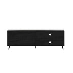Walnut / Black Mid-Century TV Stand with Adjustable Shelf & 2 Storage Drawers – Fits up to 60 in. TV