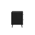 Walnut / Black Mid-Century TV Stand with Adjustable Shelf & 2 Storage Drawers – Fits up to 60 in. TV