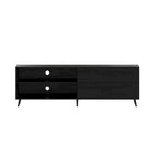 Walnut / Black Mid-Century TV Stand with Adjustable Shelf & 2 Storage Drawers – Fits up to 60 in. TV