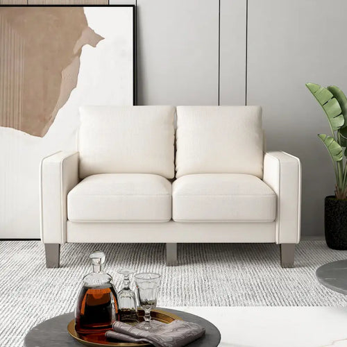 Beige Fabric Loveseat & Sofa Set with Under-Seat Storage – 2+3 Person