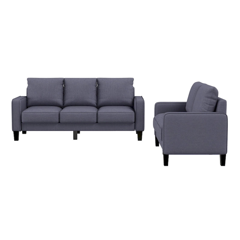 Beige Fabric Loveseat & Sofa Set with Under-Seat Storage – 2+3 Person