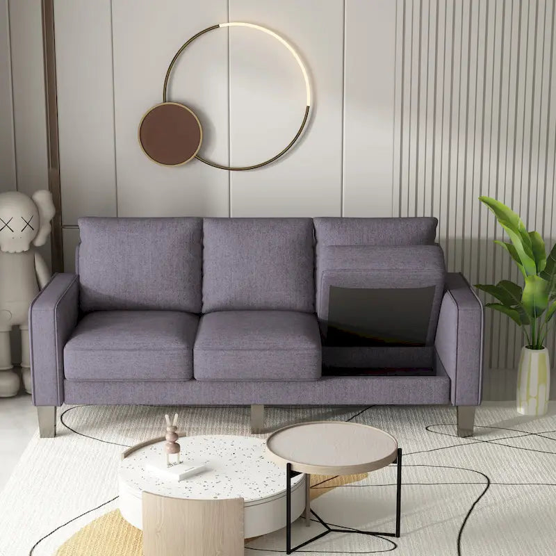 Beige Fabric Loveseat & Sofa Set with Under-Seat Storage – 2+3 Person
