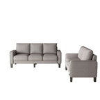 Beige Fabric Loveseat & Sofa Set with Under-Seat Storage – 2+3 Person