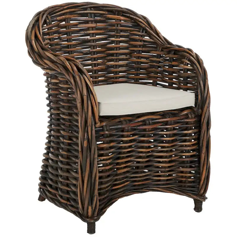 Natural Rattan Club Chair with Rolled Arms – 1 Person