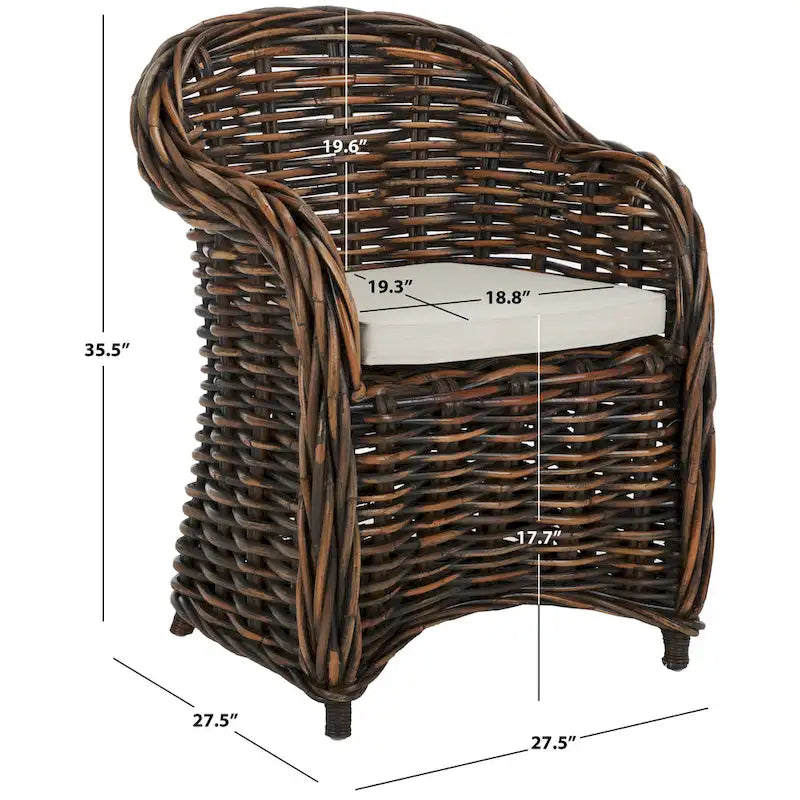 Natural Rattan Club Chair with Rolled Arms – 1 Person