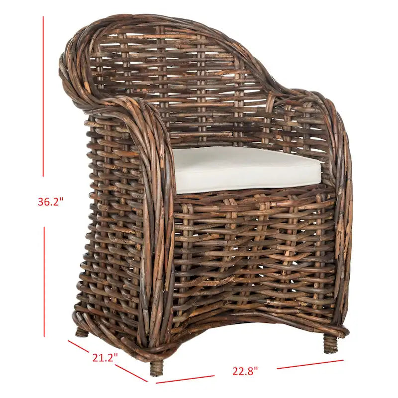 Natural Rattan Club Chair with Rolled Arms – 1 Person