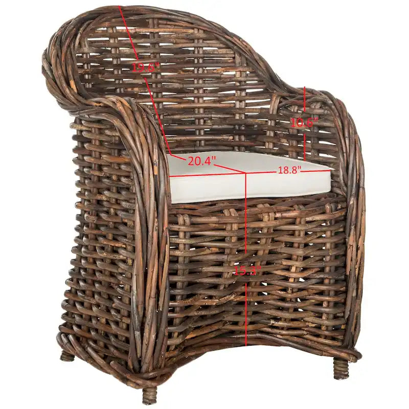 Natural Rattan Club Chair with Rolled Arms – 1 Person