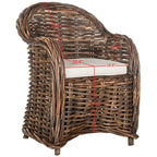 Natural Rattan Club Chair with Rolled Arms – 1 Person