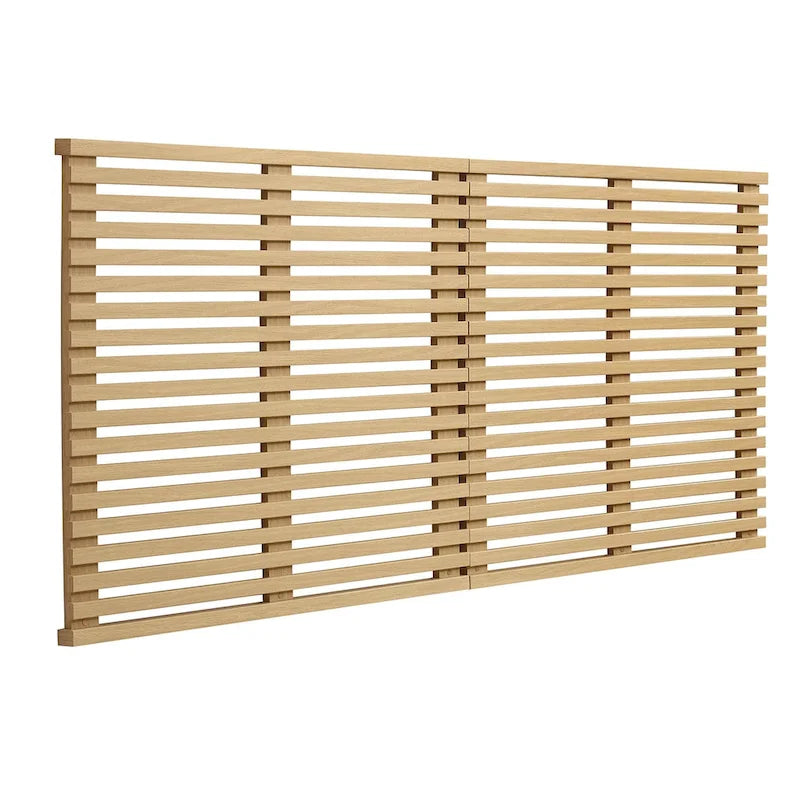 Charcoal / Walnut / Oak Wood Grain Wall-Mount King Headboard with Slatted Panel Detail – 2 Person