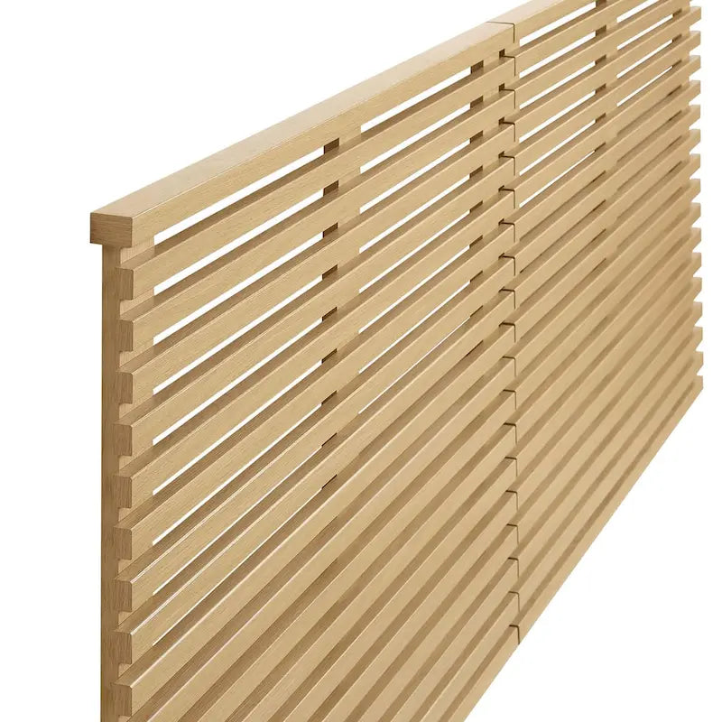 Charcoal / Walnut / Oak Wood Grain Wall-Mount King Headboard with Slatted Panel Detail – 2 Person