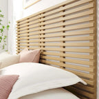 Charcoal / Walnut / Oak Wood Grain Wall-Mount King Headboard with Slatted Panel Detail – 2 Person