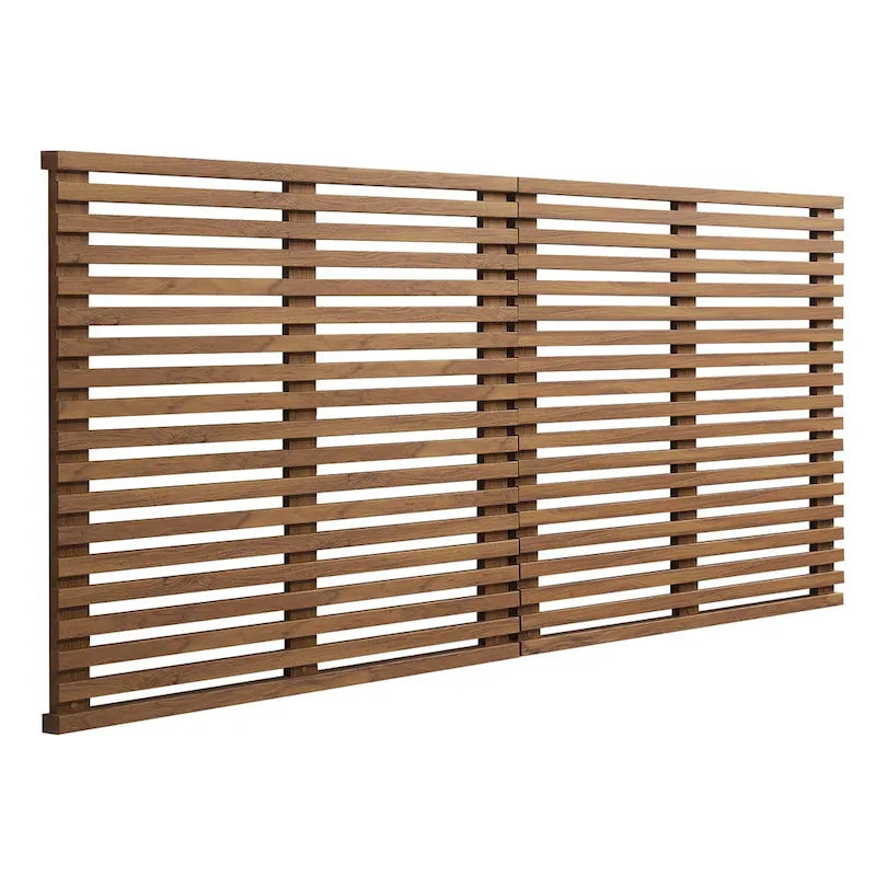 Charcoal / Walnut / Oak Wood Grain Wall-Mount King Headboard with Slatted Panel Detail – 2 Person