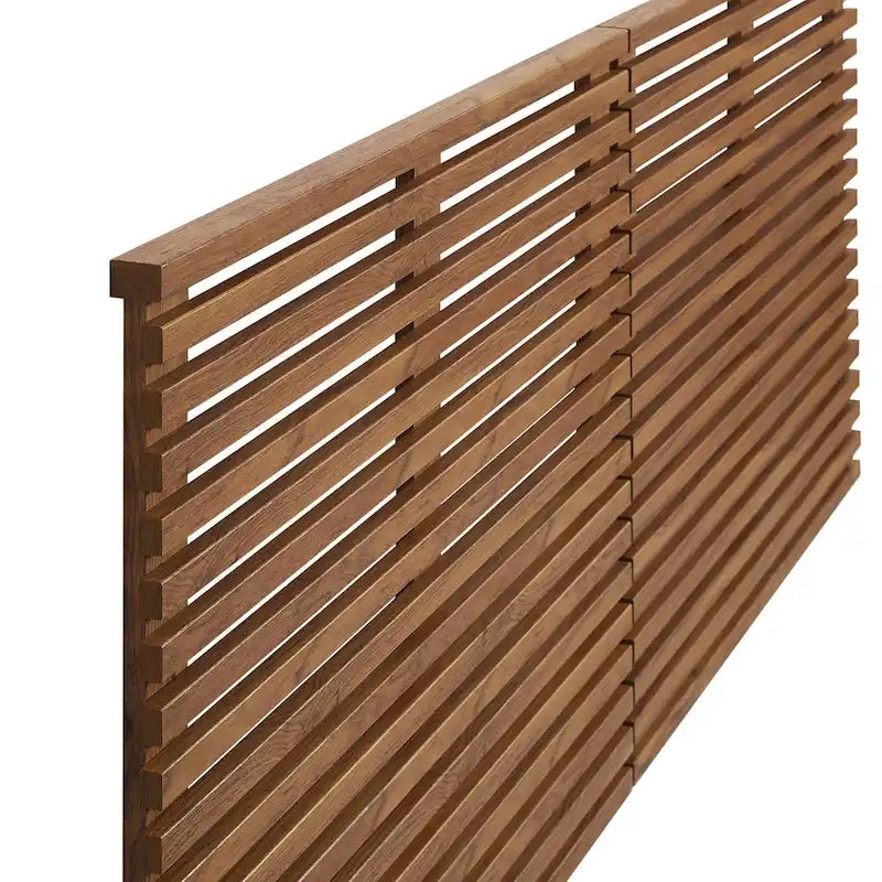 Charcoal / Walnut / Oak Wood Grain Wall-Mount King Headboard with Slatted Panel Detail – 2 Person