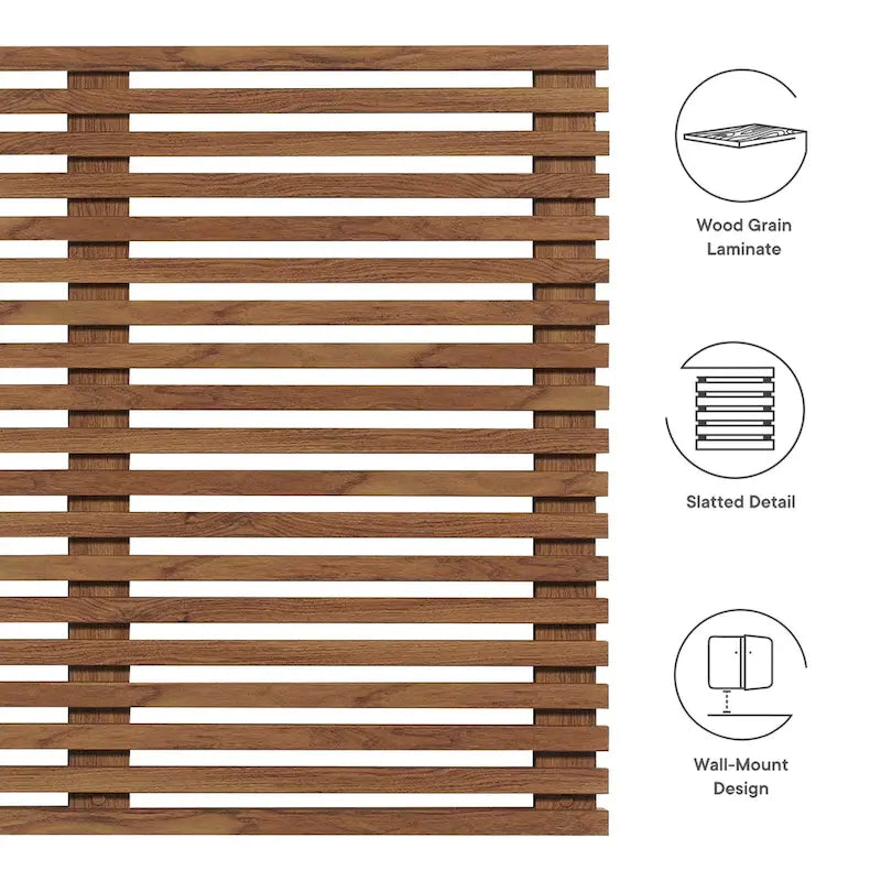 Charcoal / Walnut / Oak Wood Grain Wall-Mount King Headboard with Slatted Panel Detail – 2 Person