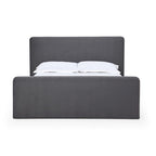 Dark Gray Velvet Upholstered Platform Bed – California King