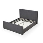 Dark Gray Velvet Upholstered Platform Bed – California King