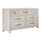 White 7-Drawer Dresser Chest with Nickel Bar Handles & Felt-Lined Top Drawer