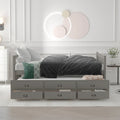 Grey / White Plywood Daybed with Pull-Out Trundle & 3 Drawers – Twin / Full – 1-2 Person