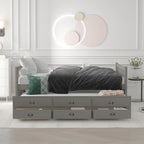 Grey / White Plywood Daybed with Pull-Out Trundle & 3 Drawers – Twin / Full – 1-2 Person