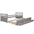 Grey / White Plywood Daybed with Pull-Out Trundle & 3 Drawers – Twin / Full – 1-2 Person