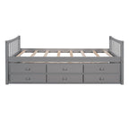 Grey / White Plywood Daybed with Pull-Out Trundle & 3 Drawers – Twin / Full – 1-2 Person