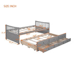 Grey / White Plywood Daybed with Pull-Out Trundle & 3 Drawers – Twin / Full – 1-2 Person