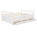 Grey / White Plywood Daybed with Pull-Out Trundle & 3 Drawers – Twin / Full – 1-2 Person