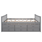 Grey / White Plywood Daybed with Pull-Out Trundle & 3 Drawers – Twin / Full – 1-2 Person