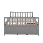 Grey / White Plywood Daybed with Pull-Out Trundle & 3 Drawers – Twin / Full – 1-2 Person