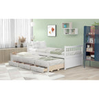 Grey / White Plywood Daybed with Pull-Out Trundle & 3 Drawers – Twin / Full – 1-2 Person