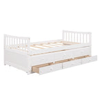Grey / White Plywood Daybed with Pull-Out Trundle & 3 Drawers – Twin / Full – 1-2 Person