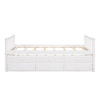 Grey / White Plywood Daybed with Pull-Out Trundle & 3 Drawers – Twin / Full – 1-2 Person