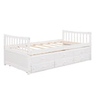 Grey / White Plywood Daybed with Pull-Out Trundle & 3 Drawers – Twin / Full – 1-2 Person