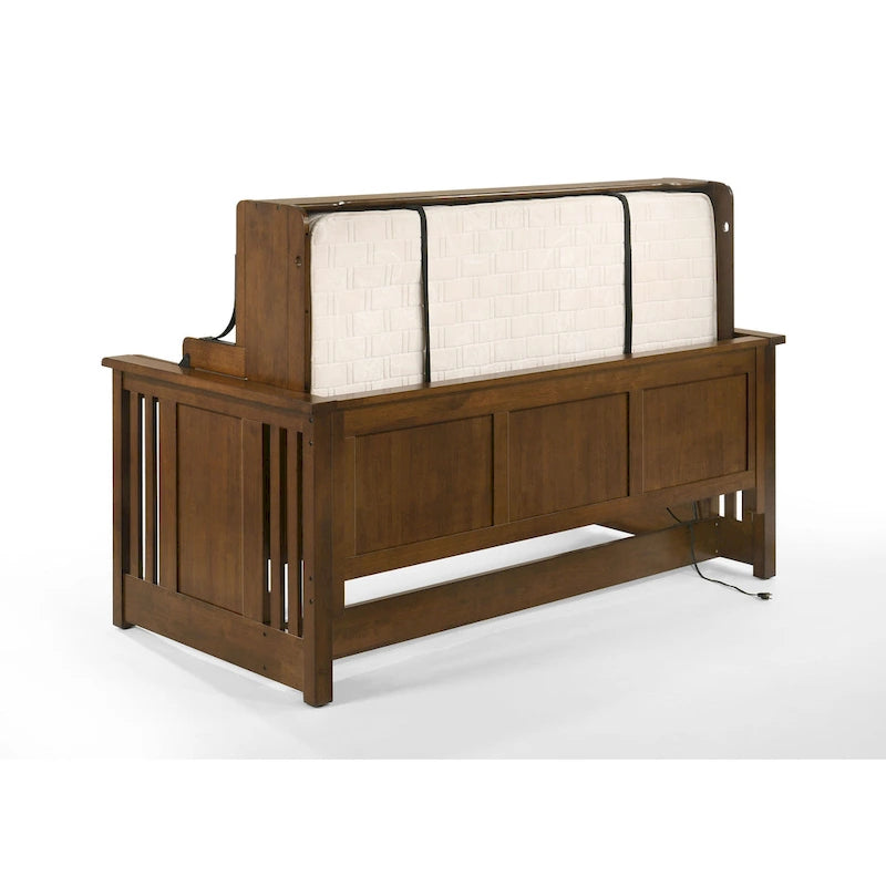 Black Walnut Twin Murphy Desk Bed with USB & AC Outlets – 1 Person