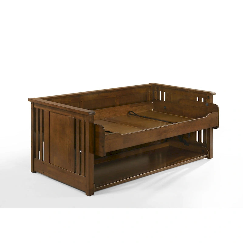 Black Walnut Twin Murphy Desk Bed with USB & AC Outlets – 1 Person