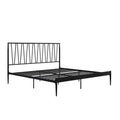 Black Metal Bed Frame with Geometric Panel Headboard – Queen